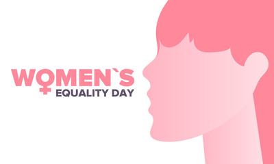 Women's Equality Day in United States. Female holiday, celebrated annually in August 26. Women right history month. Feminism concept. Poster, greeting card, banner and background. Vector illustration