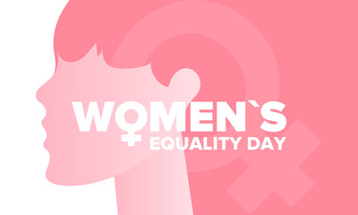 Women's Equality Day in United States. Female holiday, celebrated annually in August 26. Women right history month. Feminism concept. Poster, greeting card, banner and background. Vector illustration