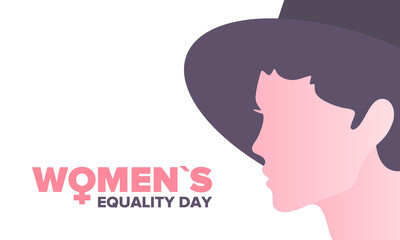 Women's Equality Day in United States. Female holiday, celebrated annually in August 26. Women right history month. Feminism concept. Poster, greeting card, banner and background. Vector illustration