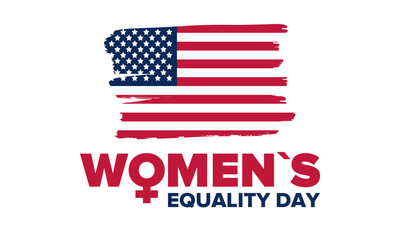 Women's Equality Day in United States. Female holiday, celebrated annually in August 26. Women right history month. Feminism concept. Poster, greeting card, banner and background. Vector illustration