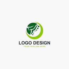 Green leaf logo design. Plant illustration symbol. Circle leaves icon design.
