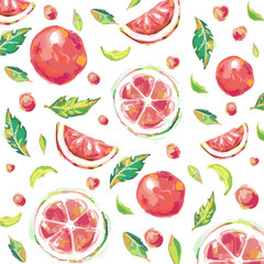 Pattern of citrus grapefruit print, trendy exotic sunny background. creative Hand-drawn watercolor effect for textile, printing on surfaces clipart isolated. vector illustration