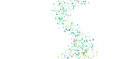 Colorful confetti on white background.