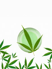 Small Cannabis Leaves Forming A Frame with CBD cream balm