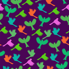 Fototapeta premium Seamless pattern with colorful birds. Vector graphics.