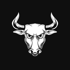 Angry bull head mascot logo design. Strong logo