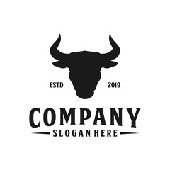 Minimalist cow / bull head silhouette logo design