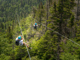 ziplining down a mountain in stowe vermont