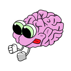 cute purposeful cartoon brain. Isolated stock vector illustration