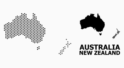Dot Pattern Map of Australia and New Zealand - obrazy, fototapety, plakaty