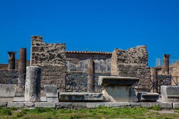 Ruins of the Forum in the ancient city of Pompeii
