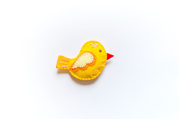 Yellow felt bird workshop. Happy Easter holiday.