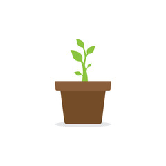 Green environment concept, plant, pot, flat design vector illustration