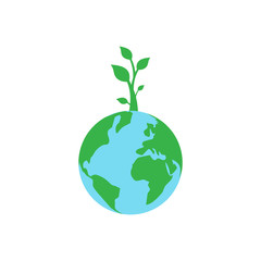 Green environment concept, plant, save earth, flat design vector illustration