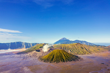Aerial view of Bromo mountain at morning