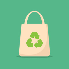 Use environmentally friendly bag, recycle icon, green color, flat design vector design template