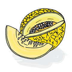 Doodle melon cut yellow painted outline