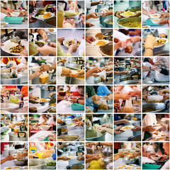 Plakat collages food , Donation food to the poor : the concept of starvation