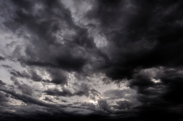 Black clouds in the sky, dark atmosphere