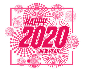 Happy New Year 2020 with firework background.