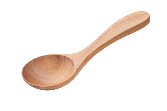 Wooden spoon on isolated white background.