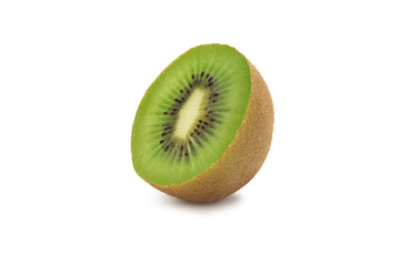 Obraz premium Half ripe kiwi fruit isolated on white background with clipping path