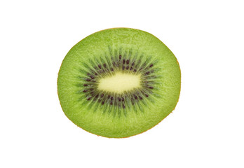 Half ripe kiwi fruit isolated on white background with clipping path