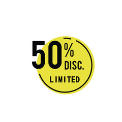 Discount 50% Label Vector Template Design Illustration
