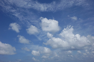 Fototapeta na wymiar Beautiful summer sky with white clouds on blue sky