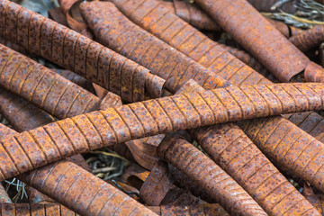 Rotten rusted iron after aluminum smelting.