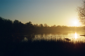 stream lake river forest sunset sunrise -shot on film