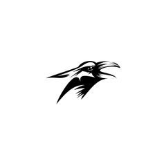 raven head black and white vector