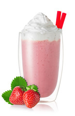 strawberry milkshake in glass