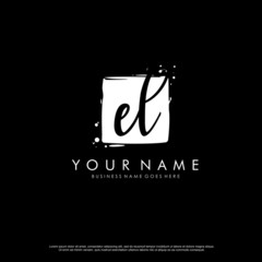 E L EL initial square logo template vector