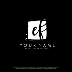 E F EF initial square logo template vector