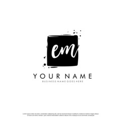 E M EM initial square logo template vector