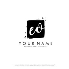 E O EO initial square logo template vector