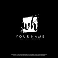 W H WH initial square logo template vector