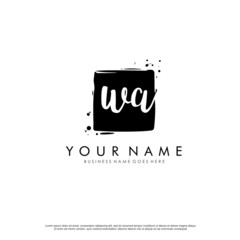 W A WA initial square logo template vector