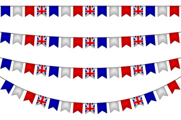 Fototapeta na wymiar The United Kingdom of Great Britain garland with flags.