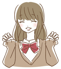 喜ぶ女子高生　イラスト