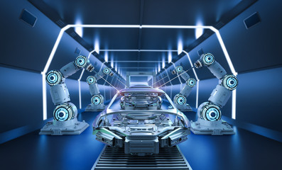 Automation aumobile factory concept