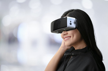 Woman enjoy vr headset