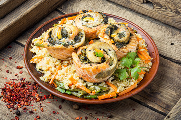 Delicious rice with seafood
