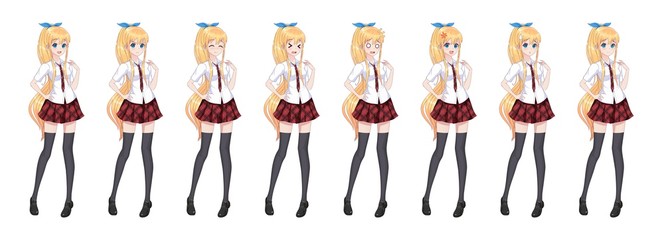 Anime manga schoolgirl plaid red skirt tie pattern