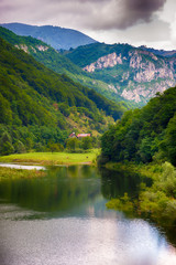 Landscape with Prisaca Lake situated near Herculaneum Baths in Caras-Severin County Romania