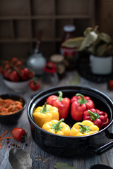 Stuffed peppers with minced meat. Cooking process