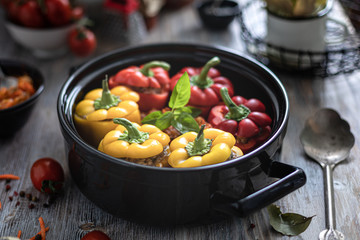 Stuffed peppers with minced meat. Cooking process