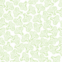 seamless pattern with cute broccoli.