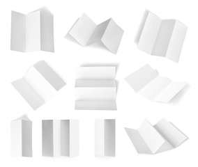 Set of blank brochures on white background. Mock up for design